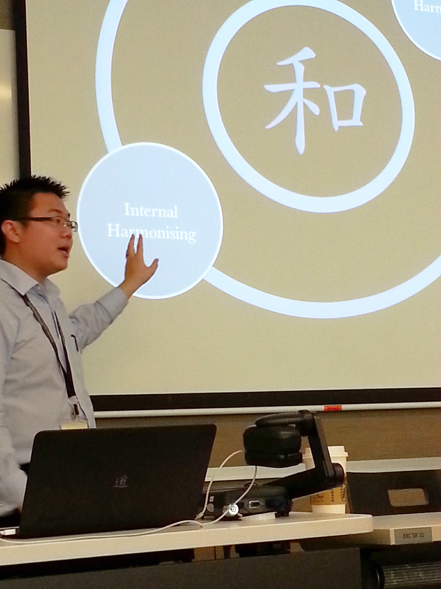 Did you notice the Dao (道) on my laptop? It's a MacBook Air. I took a piece of card and cut out the Chinese character and pasted it over the Apple logo. It's perfect for a Chinese philosophy conference!